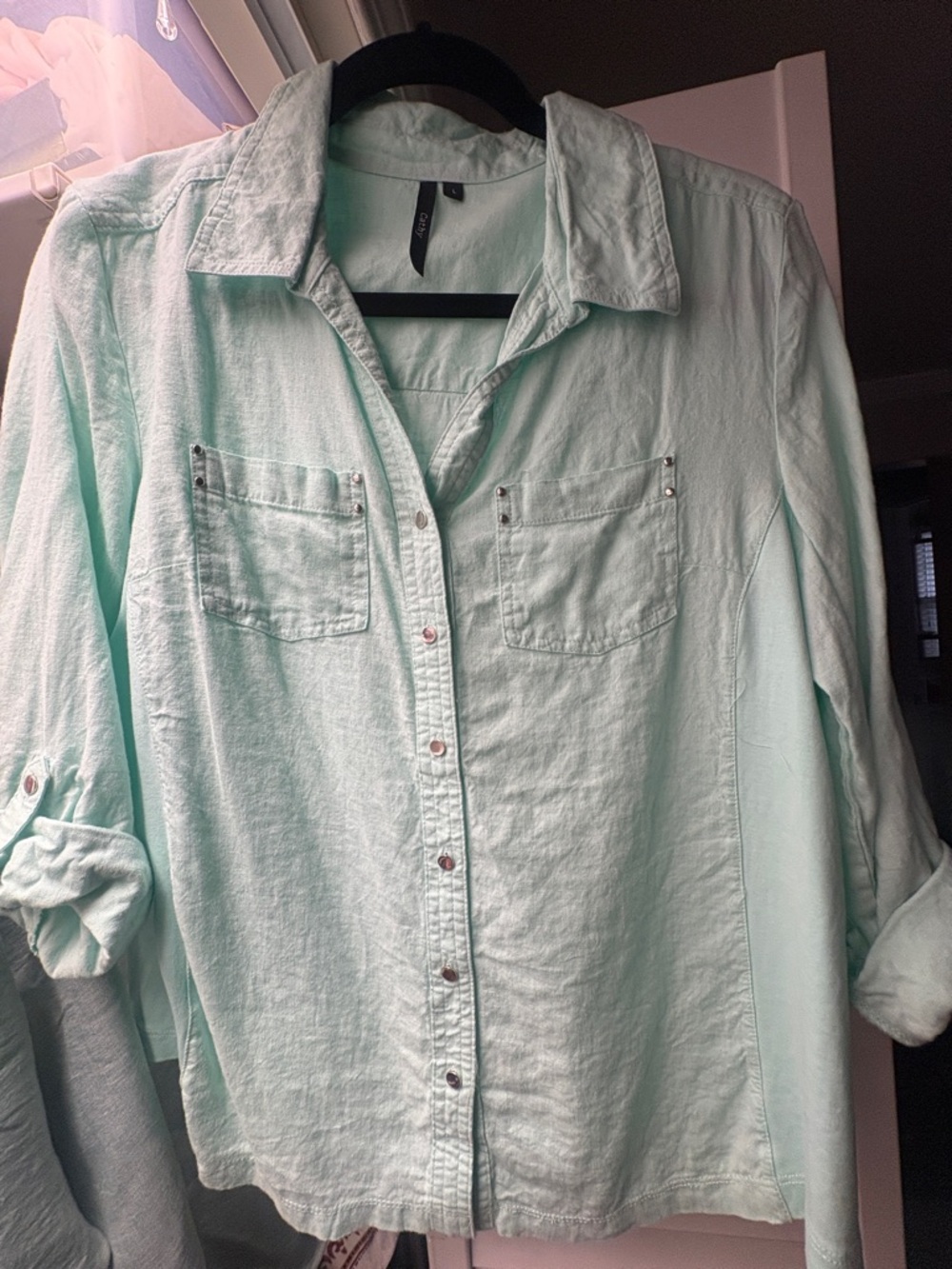 Light Mint Button-Down Shirt - Casual Women's Top
